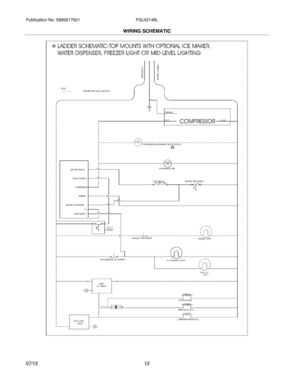 12 - WIRING SCHEMATIC Diagram and Parts List for FGUI2149LF3  Frigidaire Refrigerator