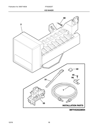 Ice Maker Diagram and Parts List for FFSS2625TP3  Frigidaire Refrigerator