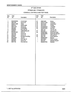 Console/controls And Top Panel Page 2 Diagram and Parts List for 8289-80B  Frigidaire Dryer