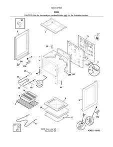 Body Diagram and Parts List for 7906409130E  Kenmore Range