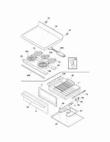 Top/drawer Diagram and Parts List for 79094249310  Kenmore Range