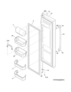 Refrigerator Door Diagram and Parts List for FPHS2399PF3  Frigidaire Refrigerator