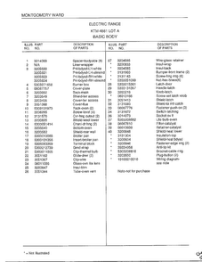 Basic Body Page 2 Diagram and Parts List for 4881  Frigidaire Range