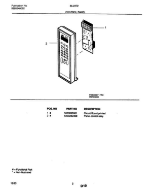 02 - Control Panel Diagram and Parts List for 56-2272-10 02 Frigidaire Microwave