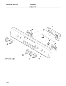 Backguard Diagram and Parts List for FFGH3054UBA  Frigidaire Range