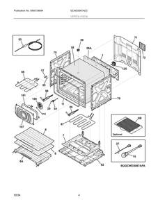 Upper Oven Diagram and Parts List for GCWD3067ADC  Frigidaire Wall Oven