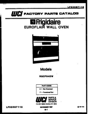 01 - COVER Diagram and Parts List for RGCF94EWBLACK  Frigidaire Range