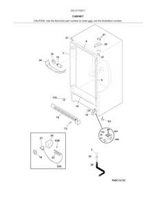 Cabinet Diagram and Parts List for 25321742511  Kenmore Freezer