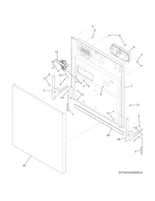 Door Diagram and Parts List for FFBD2406NB5A  Frigidaire Dishwasher