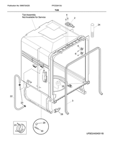 Tub Diagram and Parts List for FFCD2413US4A  Frigidaire Dishwasher