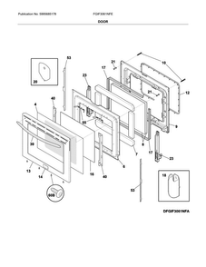 Door Diagram and Parts List for FGIF3061NFE  Frigidaire Range