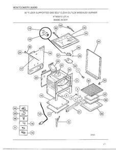 Basic Body Diagram and Parts List for 2872A  Frigidaire Range