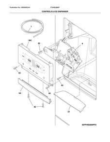 Controls & Ice Dispenser Diagram and Parts List for FGHB2866PPFA  Frigidaire Refrigerator