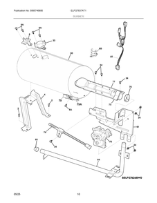Burner Diagram and Parts List for ELFG7637AT1  Frigidaire Dryer