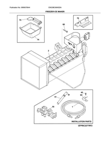 Freezer Ice Maker Diagram and Parts List for EW23BC85KSDA  Electrolux Refrigerator