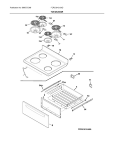Top/Drawer Diagram and Parts List for FCRC301CAWD  Frigidaire Range