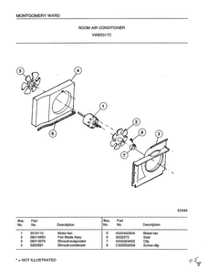 Room Air Conditoner Diagram and Parts List for 5317C  Frigidaire Air Conditioner