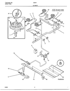 Burner Diagram and Parts List for 283440C  Frigidaire Range