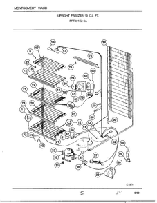 Upright Freezer 19 Cu. Ft. Page 5 Diagram and Parts List for 49152-0A  Frigidaire Freezer