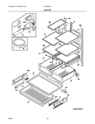 Shelves Diagram and Parts List for CFD28WIQBF  Frigidaire Refrigerator