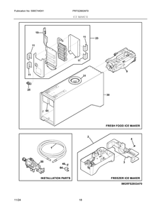 Ice Maker Diagram and Parts List for PRFS2883AF9  Frigidaire Refrigerator