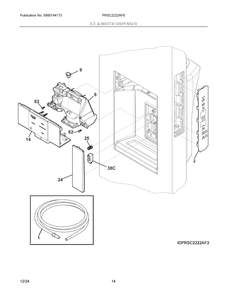 Ice And Water Dispenser Diagram and Parts List for PRSC2222AF6  Frigidaire Refrigerator