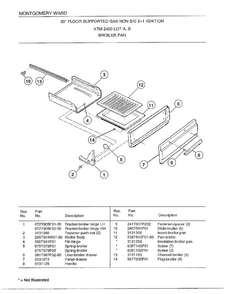 30"/broiler Pan Diagram and Parts List for 2450C  Frigidaire Range