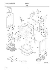 Body Diagram and Parts List for FFF334FCA  Frigidaire Range