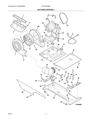 05 - MOTOR/BLOWER/BELT Diagram and Parts List for CFLE2022MW1  Frigidaire Washer Dryer Combo