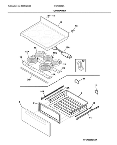 Top/Drawer Diagram and Parts List for FCRE3052ABD  Frigidaire Range