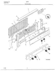 Backguard Diagram and Parts List for 285647B  Frigidaire Range