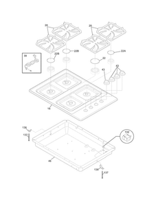 Cooktop Diagram and Parts List for FFGC3015LSC  Frigidaire Cooktop