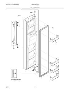 Freezer Door Diagram and Parts List for GRSC2352AF6  Frigidaire Refrigerator