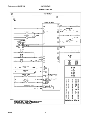 Wiring Diagram Diagram and Parts List for CGES3065PWK  Frigidaire Range