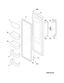 Refrigerator Door Diagram and Parts List for FFSS2614QE2A  Frigidaire Refrigerator