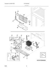 System Diagram and Parts List for FFHT2045XS0  Frigidaire Refrigerator