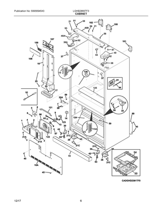 Cabinet Diagram and Parts List for LGHB2869TF3  Frigidaire Refrigerator