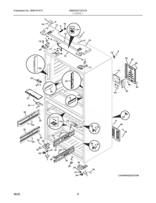 Cabinet Diagram and Parts List for GRMG2272CF03  Frigidaire Refrigerator