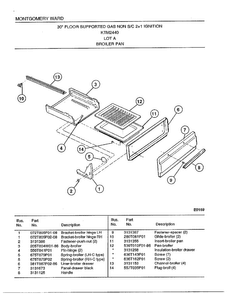 30"/broiler Pan Diagram and Parts List for 2440A  Frigidaire Range