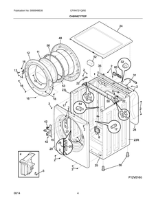 Cabinet/Top Diagram and Parts List for CFW4701QW0  Frigidaire Washer