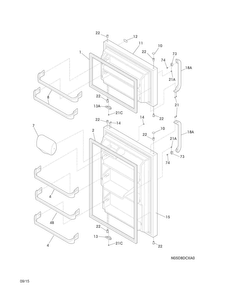 Doors Diagram and Parts List for WWTR1821QW1  Westinghouse Refrigerator