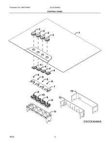Control Panel Diagram and Parts List for GCCE3049AS  Frigidaire Cooktop