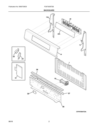 Backguard Diagram and Parts List for FGIF3036TDB  Frigidaire Range