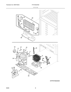 System Diagram and Parts List for FFHT2022AW2  Frigidaire Refrigerator