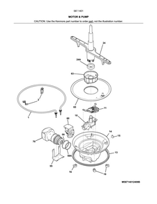 Motor & Pump Diagram and Parts List for 58714013415B  Kenmore Dishwasher