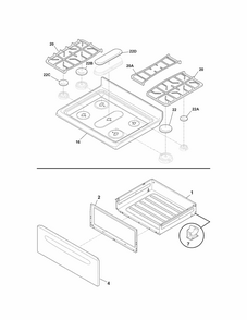 Top/drawer Diagram and Parts List for 79072719210  Kenmore Range