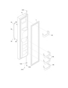 Freezer Door Diagram and Parts List for FFHS2622MSN  Frigidaire Refrigerator