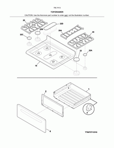 Top/drawer Diagram and Parts List for 79074134314  Kenmore Range