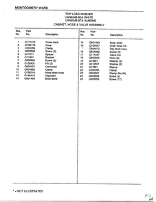 Cabinet, Hose And Valve Assembly Page 2 Diagram and Parts List for 6348A  Frigidaire Washer