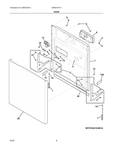 Door Diagram and Parts List for 804621671A  Frigidaire Dishwasher
